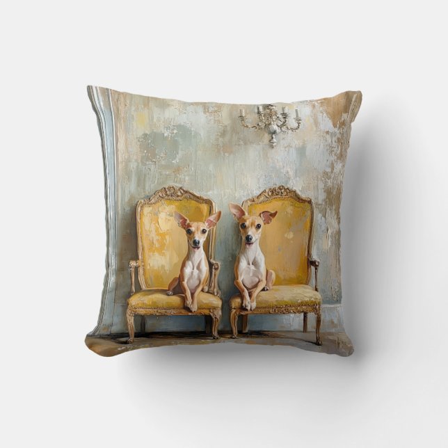 Greyhound on a sofa cushion (Front)