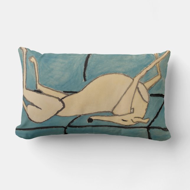 Greyhound on a sofa lumbar cushion (Front)