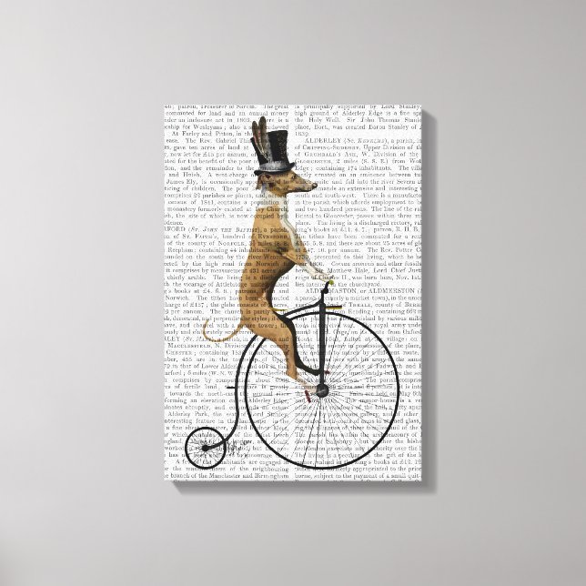 Greyhound on Black Penny Farthing Bike Canvas Print (Front)