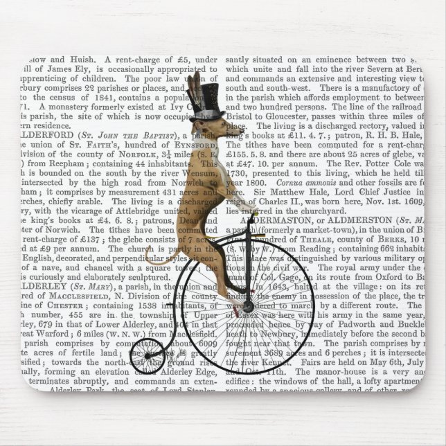 Greyhound on Black Penny Farthing Bike Mouse Mat (Front)