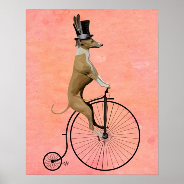Greyhound on Black Penny Farthing Poster (Front)