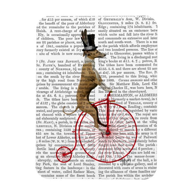 Greyhound on Red Penny Farthing Bike Magnet (Vertical)