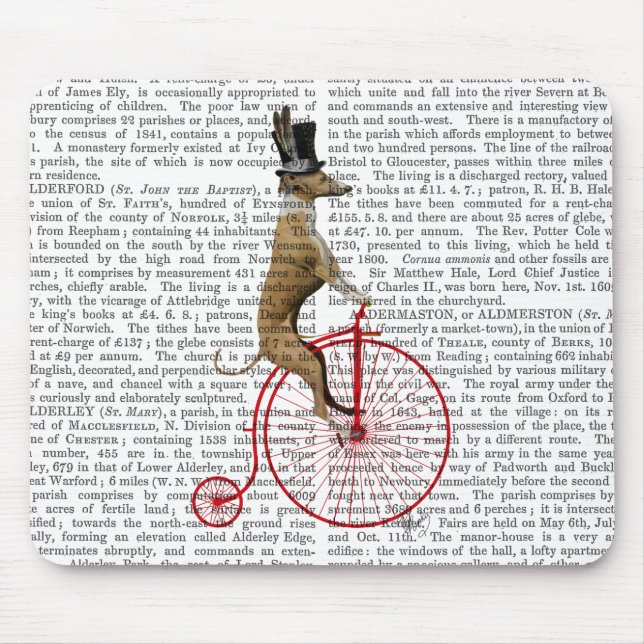 Greyhound on Red Penny Farthing Bike Mouse Mat (Front)