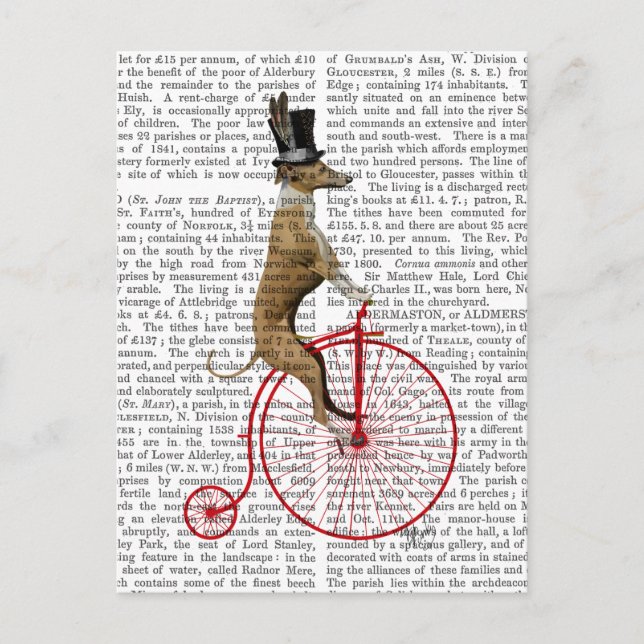 Greyhound on Red Penny Farthing Bike Postcard (Front)