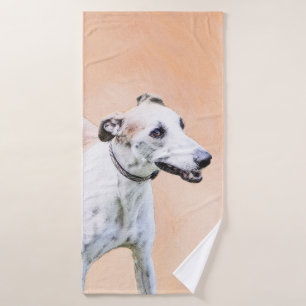 Greyhound Painting - Cute Original Dog Art Bath Towel Set