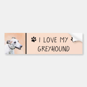 Greyhound Painting - Cute Original Dog Art Bumper Sticker
