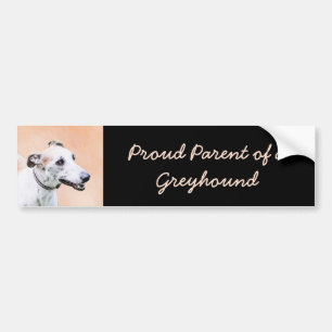 Greyhound Painting - Cute Original Dog Art Bumper Sticker