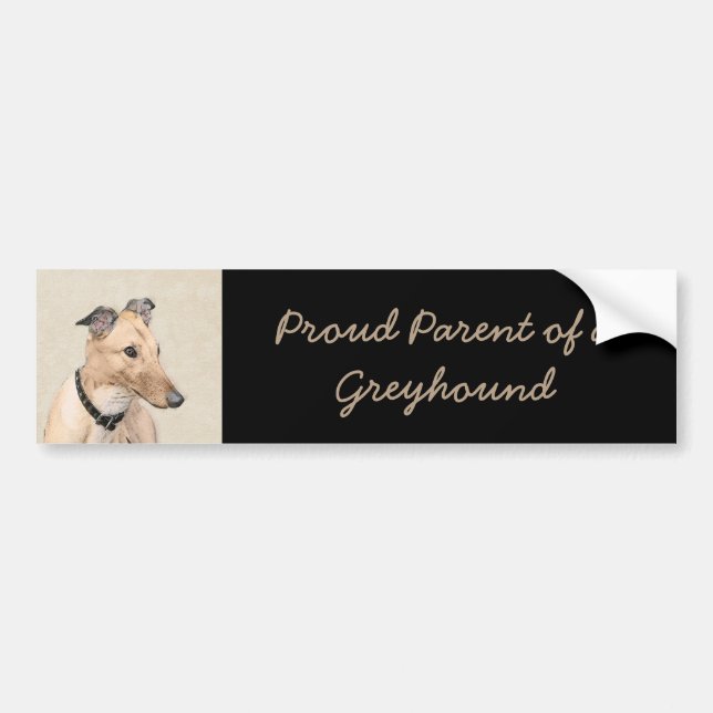 Greyhound Painting - Cute Original Dog Art Bumper Sticker (Front)