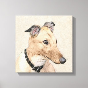 Greyhound Painting - Cute Original Dog Art Canvas Print