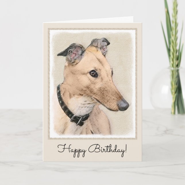 Greyhound Painting - Cute Original Dog Art Card (Front)
