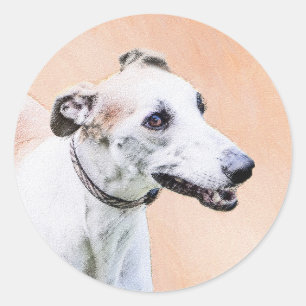 Greyhound Painting - Cute Original Dog Art Classic Round Sticker