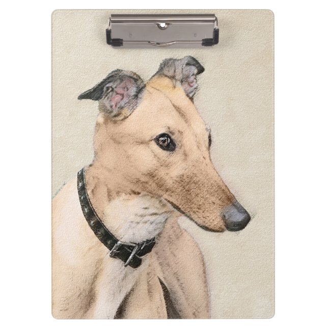 Greyhound Painting - Cute Original Dog Art Clipboard (Front)