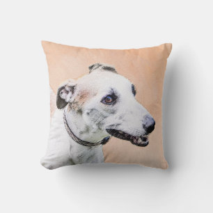 Greyhound Painting - Cute Original Dog Art Cushion