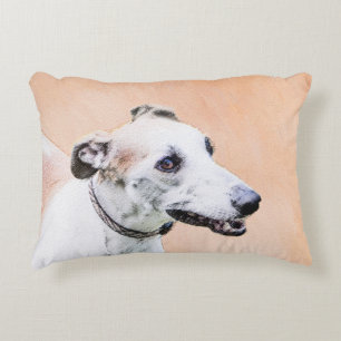 Greyhound Painting - Cute Original Dog Art Decorative Cushion