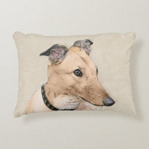 Greyhound Painting - Cute Original Dog Art Decorative Cushion