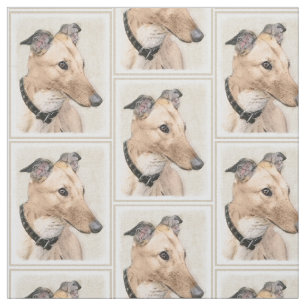 Greyhound Painting - Cute Original Dog Art Fabric