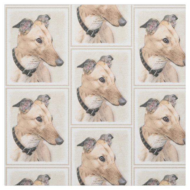 Greyhound Painting - Cute Original Dog Art Fabric (Swatch)