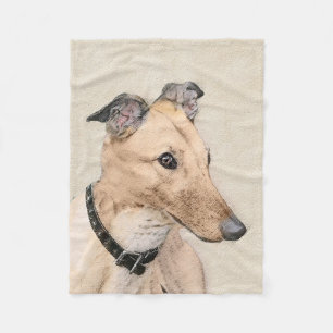 Greyhound Painting - Cute Original Dog Art Fleece Blanket