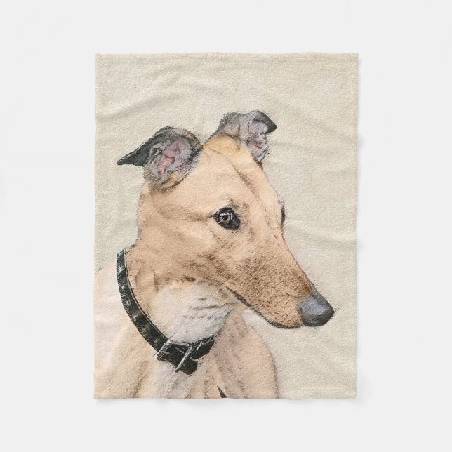 Greyhound Painting - Cute Original Dog Art Fleece Blanket (Front)