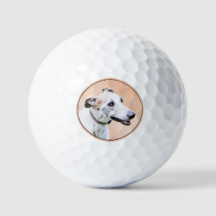 Greyhound Painting - Cute Original Dog Art Golf Balls