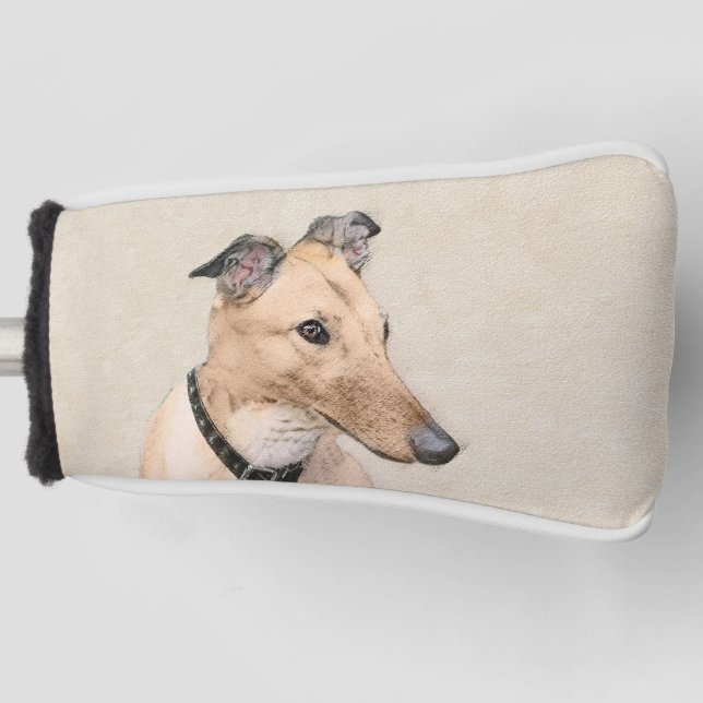 Greyhound Painting - Cute Original Dog Art Golf Head Cover (Front)