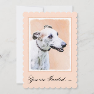 Greyhound Painting - Cute Original Dog Art Invitation