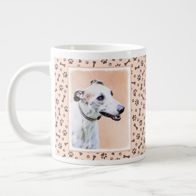 Greyhound Painting - Cute Original Dog Art Large Coffee Mug (Left)