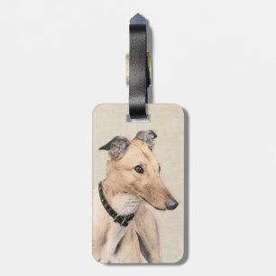 Greyhound Painting - Cute Original Dog Art Luggage Tag