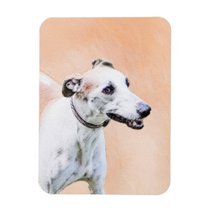 Greyhound Painting - Cute Original Dog Art Magnet