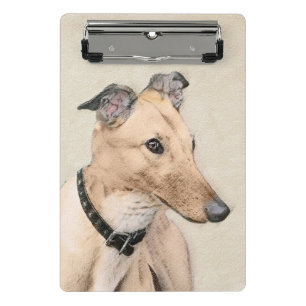 Greyhound Painting - Cute Original Dog Art Mini Clipboard