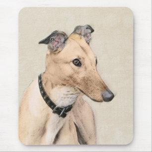 Greyhound Painting - Cute Original Dog Art Mouse Mat