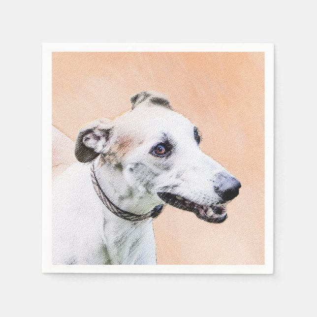 Greyhound Painting - Cute Original Dog Art Napkin (Front)