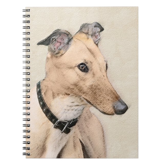 Greyhound Painting - Cute Original Dog Art Notebook (Front)