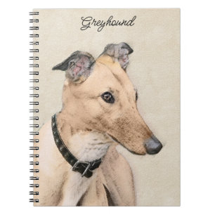 Greyhound Painting - Cute Original Dog Art Notebook