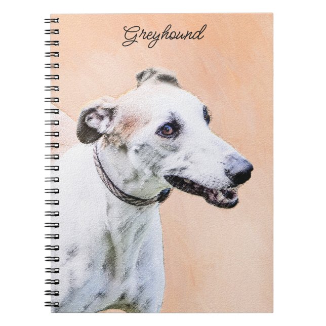 Greyhound Painting - Cute Original Dog Art Notebook (Front)