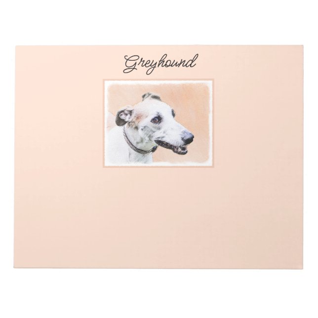 Greyhound Painting - Cute Original Dog Art Notepad (Front)