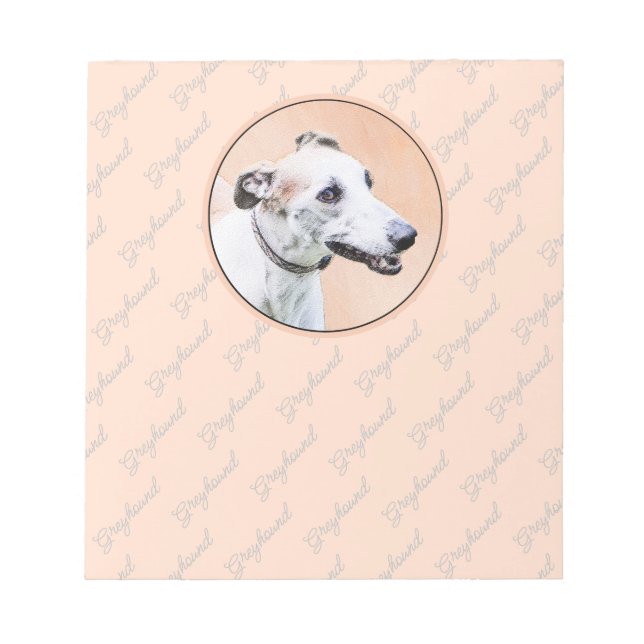 Greyhound Painting - Cute Original Dog Art Notepad (Front)