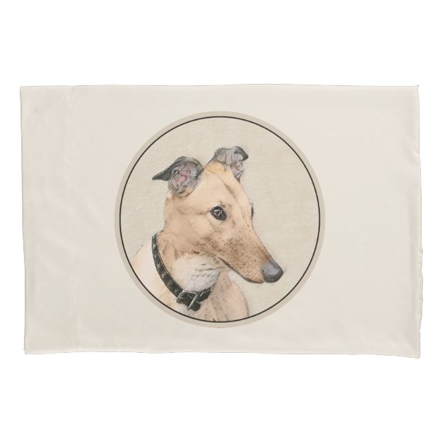 Greyhound Painting - Cute Original Dog Art Pillowcase (Front)