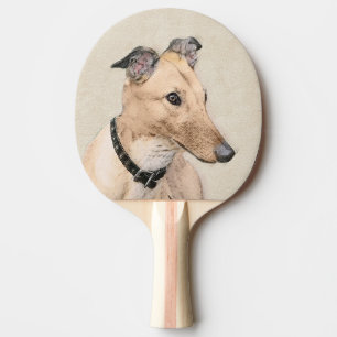 Greyhound Painting - Cute Original Dog Art Ping Pong Paddle