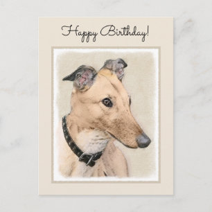 Greyhound Painting - Cute Original Dog Art Postcard