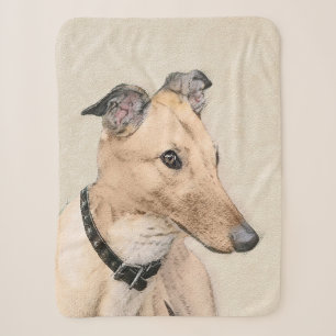 Greyhound Painting - Cute Original Dog Art Sherpa Blanket