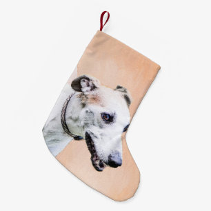 Greyhound Painting - Cute Original Dog Art Small Christmas Stocking