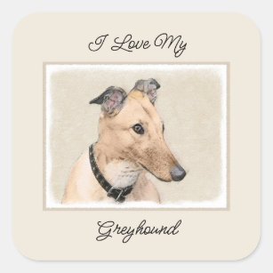 Greyhound Painting - Cute Original Dog Art Square Sticker