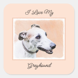Greyhound Painting - Cute Original Dog Art Square Sticker