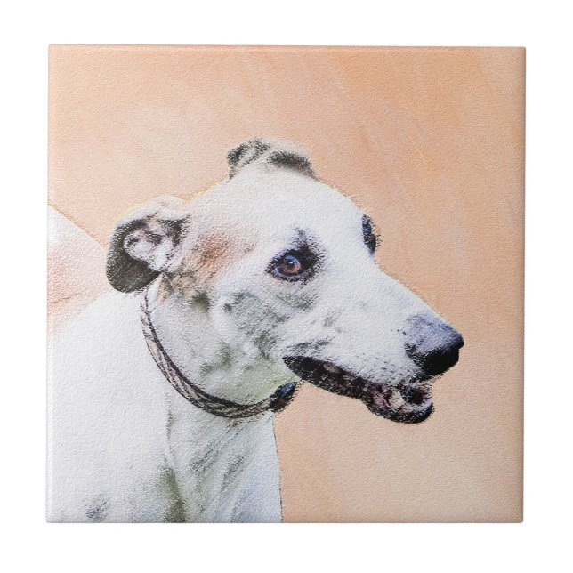 Greyhound Painting - Cute Original Dog Art Tile (Front)