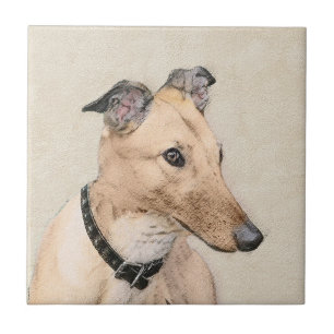 Greyhound Painting - Cute Original Dog Art Tile