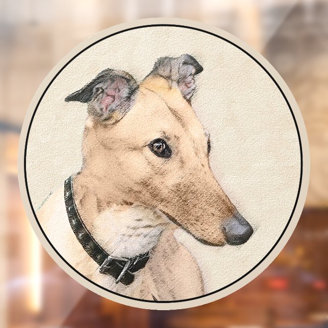 Greyhound Painting - Cute Original Dog Art Window Cling (Sheet 2)