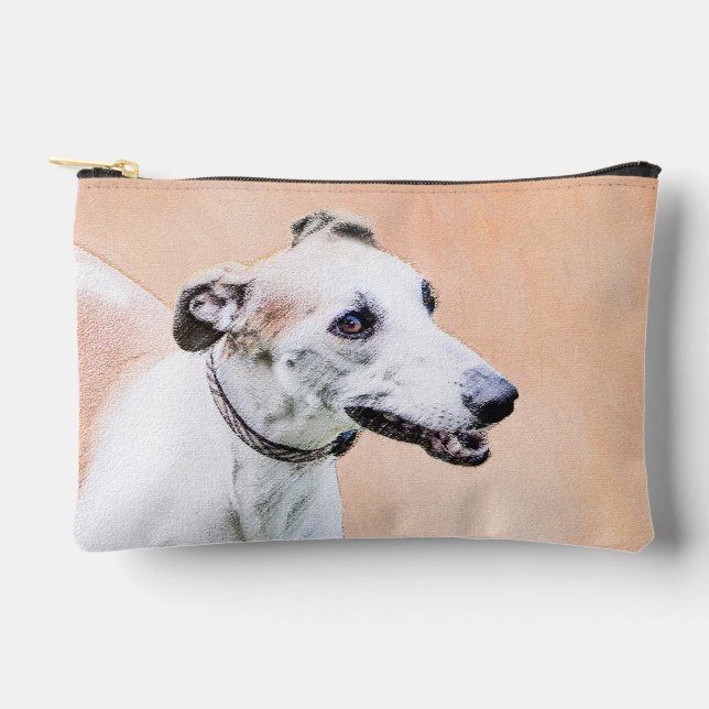 Greyhound Painting Cute Red White Original Dog Art Accessory Pouch (Front)
