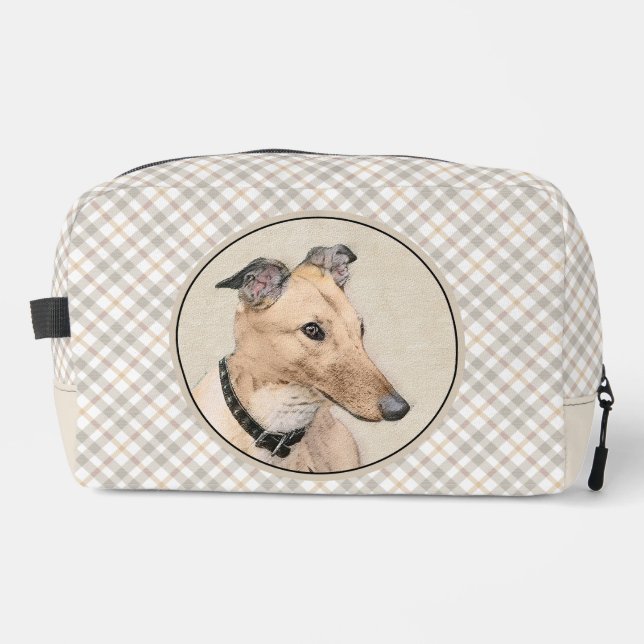 Greyhound Painting Fawn Cute Original Pet Dog Art Dopp Kit (Front)