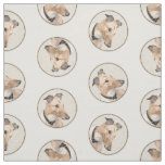 Greyhound Painting Fawn Cute Original Pet Dog Art Fabric